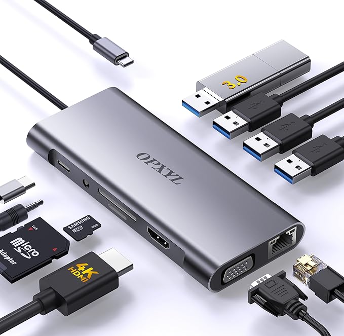 OPXYL 11-in-1 USB C Hub Multiport Adapter, USB C Docking Station by OPXYL