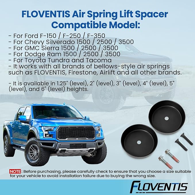 FLOVENTIS 1.25" Straight Air Helper Spring Spacer, Heavy-Duty Steel Compatible - Image 6