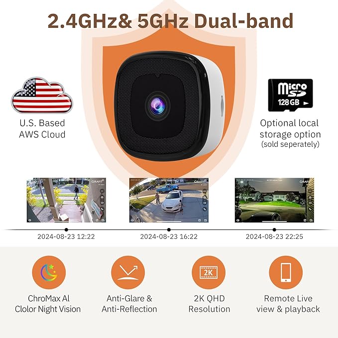 Girafit 3MP 2K Window Camera, 2.4GHz & 5GHz WiFi Indoor Cameras - Image 4