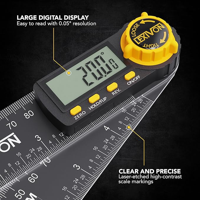 LEXIVON Aluminum Digital Angle Finder Gauge, 5-inch/130mm Multi-Purpose - Image 2
