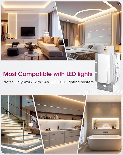 Dimmer Light Switch & 24V 96W Dimmable LED Driver 2 in 1, UL Listed Single-Pole - Image 7