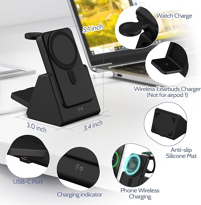Smtcsl 3-in-1 Wireless Charging Station: Portable 10000mAh Power Bank Charger - Image 6