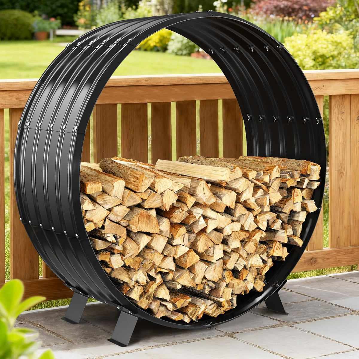 39" firewood rack with roof cover, indoor &, main product view