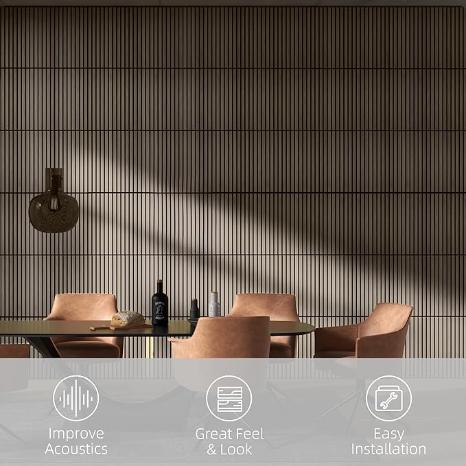 HOMCOM 4 Pack 3D Faux Wood Wall Panels, Wood Slat Wall Panels - Image 3