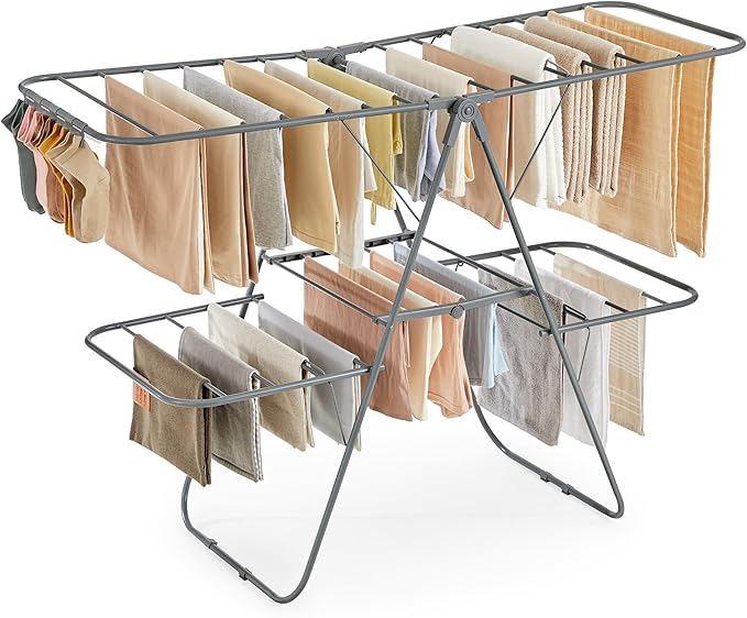 SONGMICS Clothes Drying Rack, Foldable 2-Level Laundry Drying Rack, by SONGMICSbySONGMICSHOME
