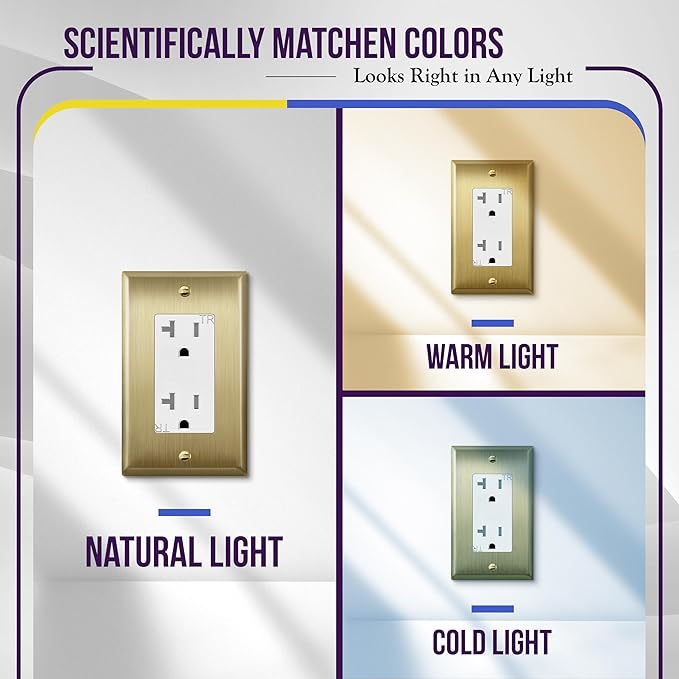 ENERLITES Decorator Switch or Outlet Metal Wall Plate, Stainless Steel Outlet - Image 2