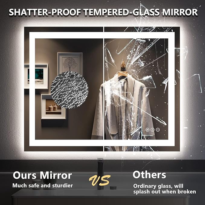 YEELAIT 40x32 Inch LED Bathroom Mirror - Image 6