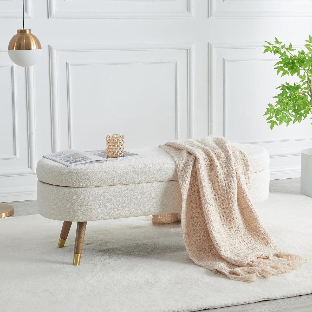 iafike oval storage bench 43.5" ottoman bench upholstered, main product view