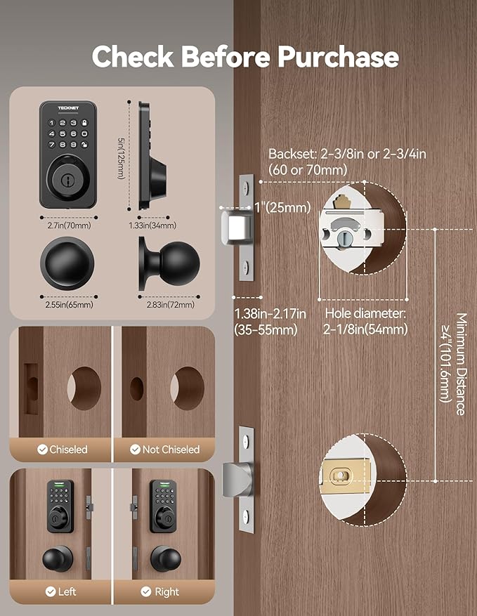 Keyless Entry Door Lock with Handle, Fingerprint Keypad Deadbolt with Handle Set - Image 7