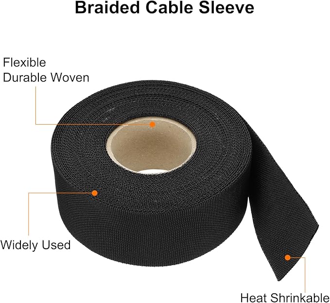 MECCANIXITY Braided Cable Sleeves Heat Shrinkable Fabric Sleeving, 1 3/8" 40ft - Image 4