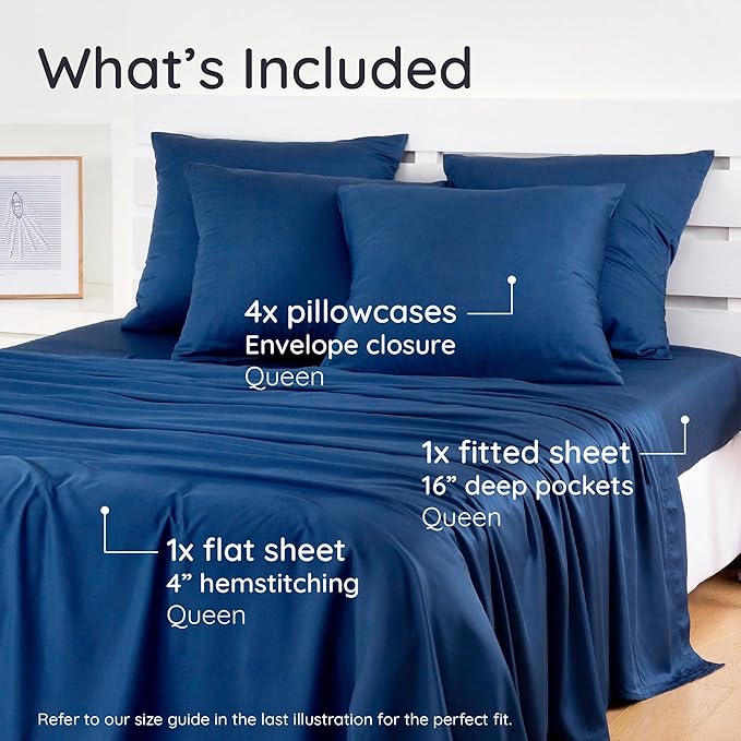 Bambaw Queen Sheet Set 6pcs – 100% Viscose Derived from Bamboo Bed Sheets Queen - Image 2