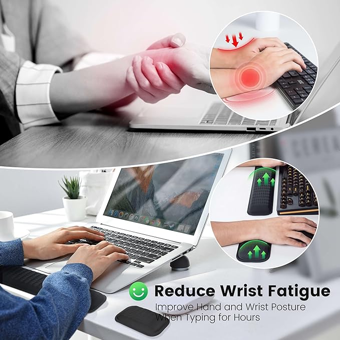 MEKASS Ergonomic Mouse Wrist Rest, Premium Memory Foam Mouse Wrist Pad Support - Image 2