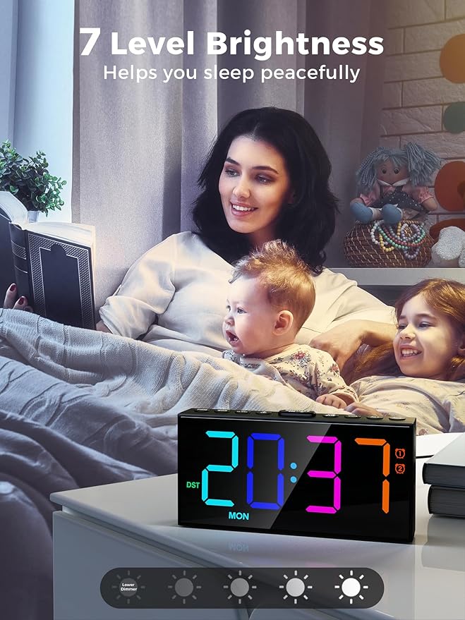 PPLEE RGB Digital Alarm Clock for Bedrooms - Image 3