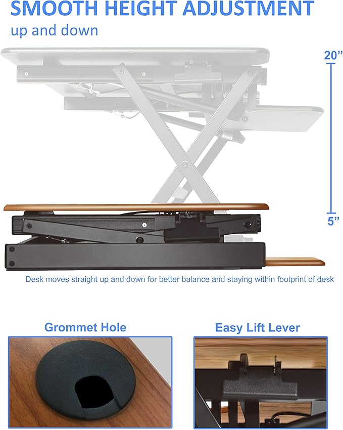 Rocelco 40" Large Height Adjustable Standing Desk Converter - Image 2