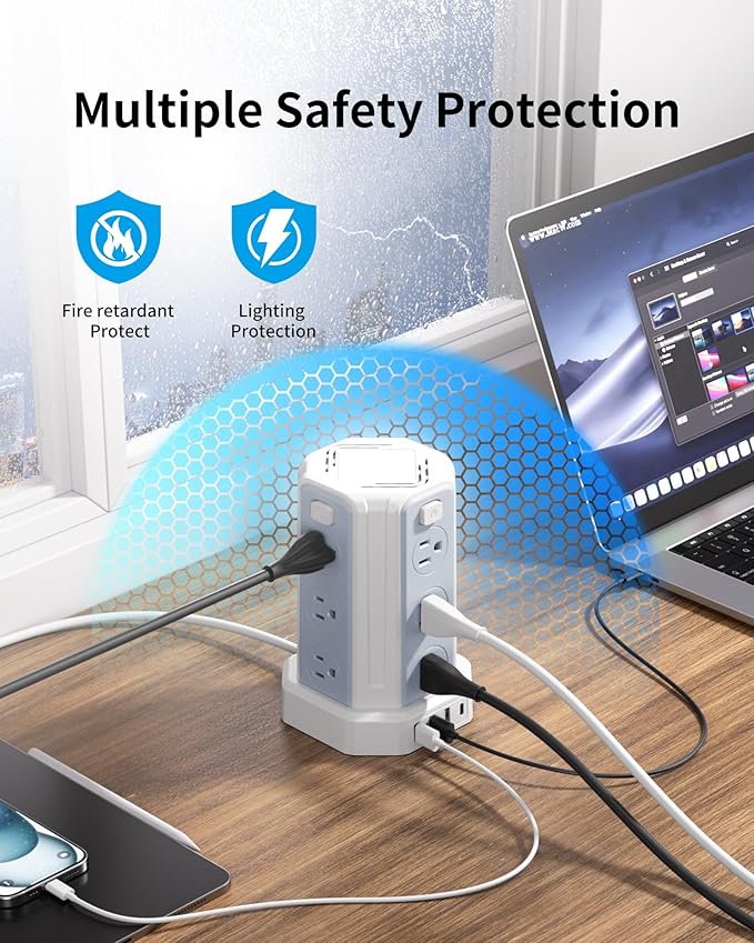 Power Strip Surge Protector, 10 Ft Extension Cord - Image 3