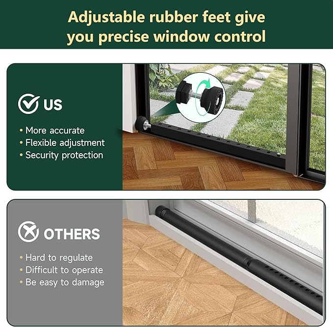 WooFog Adjustable Window Security Bars Vertical, Heavy Duty Sliding Patio Glass - Image 6