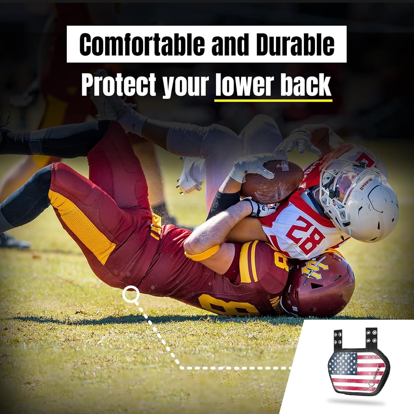 Football Backplate for Shoulder Pads, Flag Designs