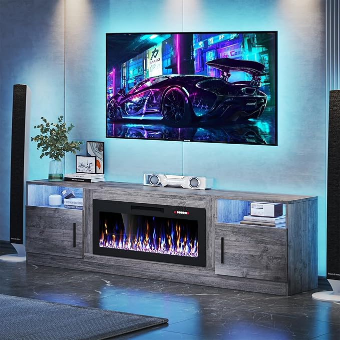 VITESSE TV Stand with 36" inch Electric Fireplace Up to 90" TVs, LED Light - Image 3