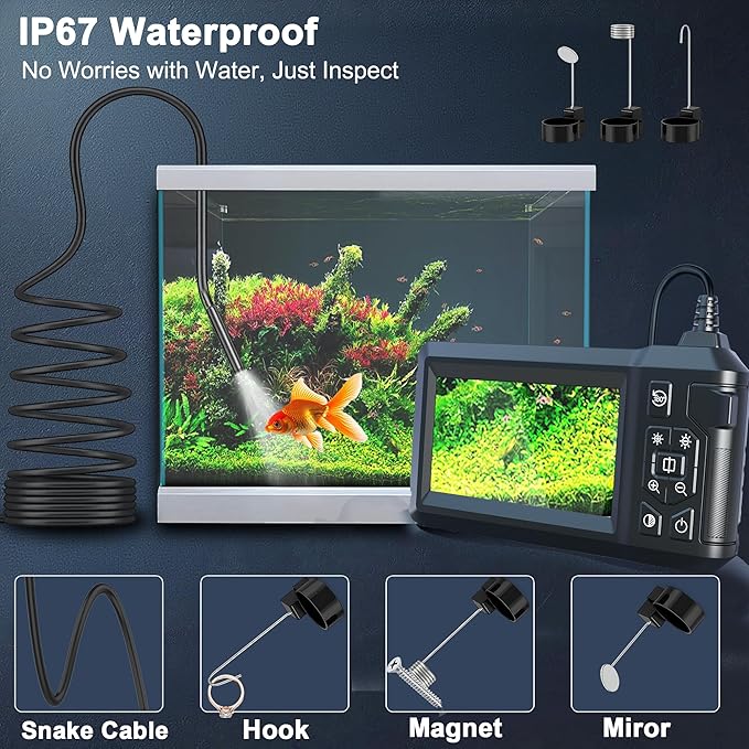 Endoscope Camera with Light, Borescope Camera with 4.3" IPS Screen, 1080P HD - Image 5