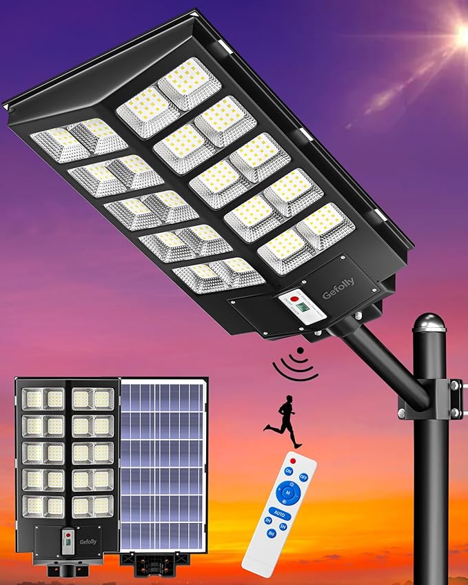 Gefolly SL-5200W Solar Street Lights Outdoor, 520000LM Commercial Parking Lot by GefollyLight