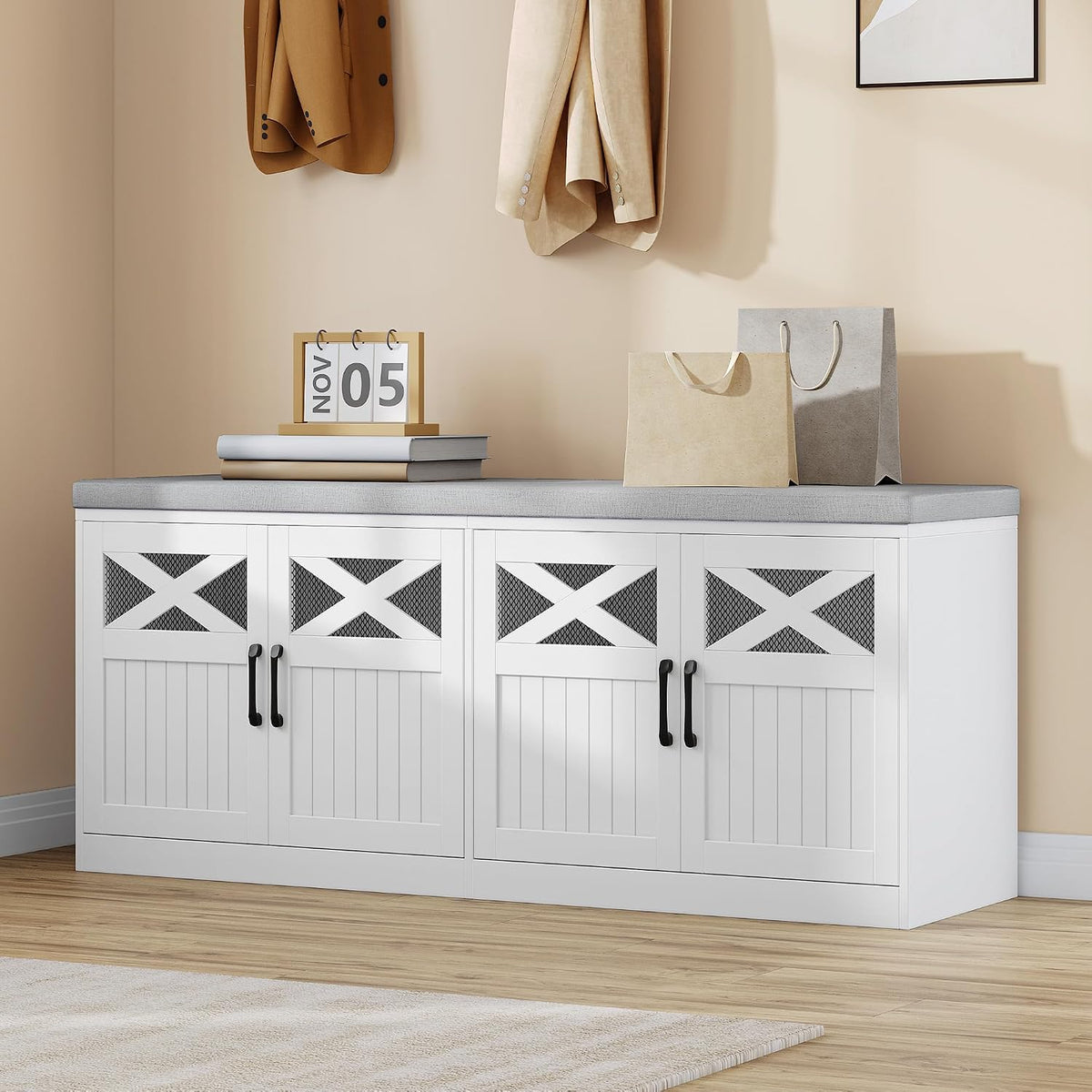 hzuaneri 47.2" shoe storage bench with 4 barn, main product view