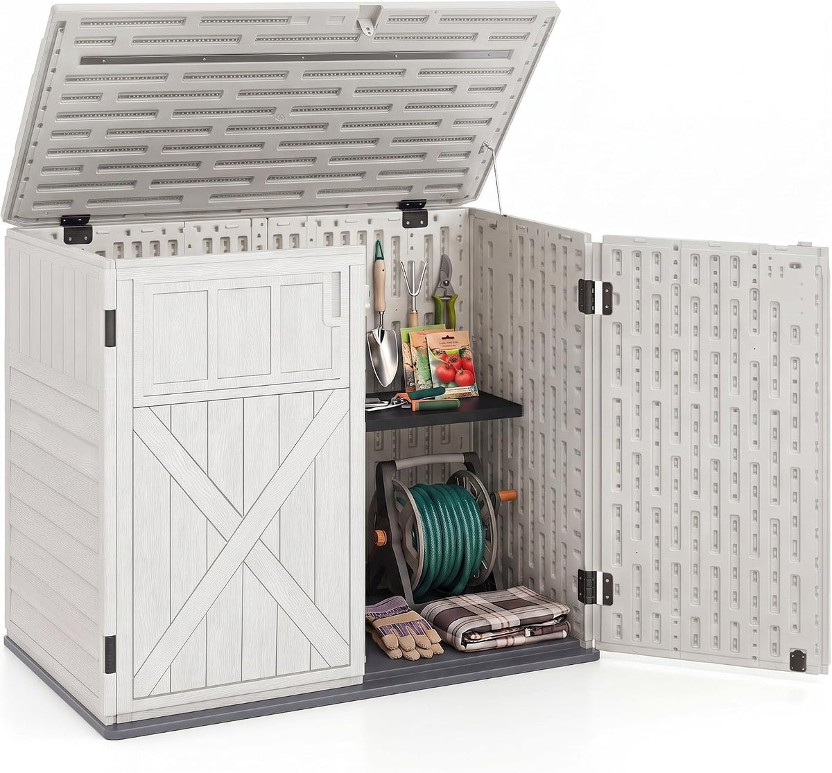 dreamade horizontal outdoor storage cabinet, 20 cu.ft resin, main product view