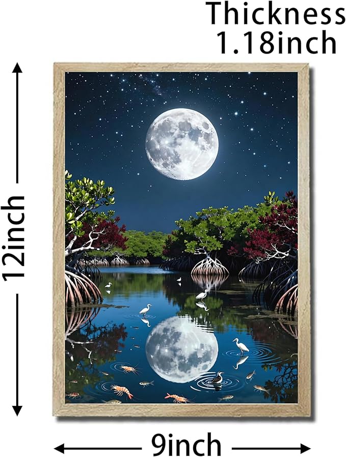URVIP LED Glowing Photo Frame, 3D Starry-Sky Moon Animal Wall Art, 9x12 Inches - Image 2