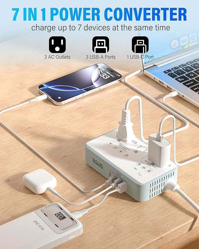 220V to 110V Voltage Converter US to Europe, 2000W Max International Power - Image 3