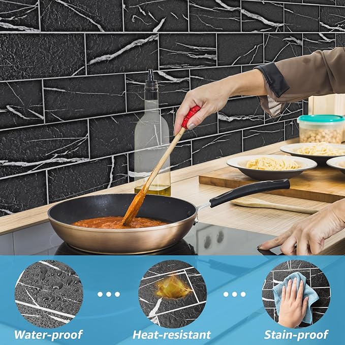 Art3d 102-Piece Faux Stone Peel and Stick Backsplash Tile, Waterproof Thick PVC - Image 5