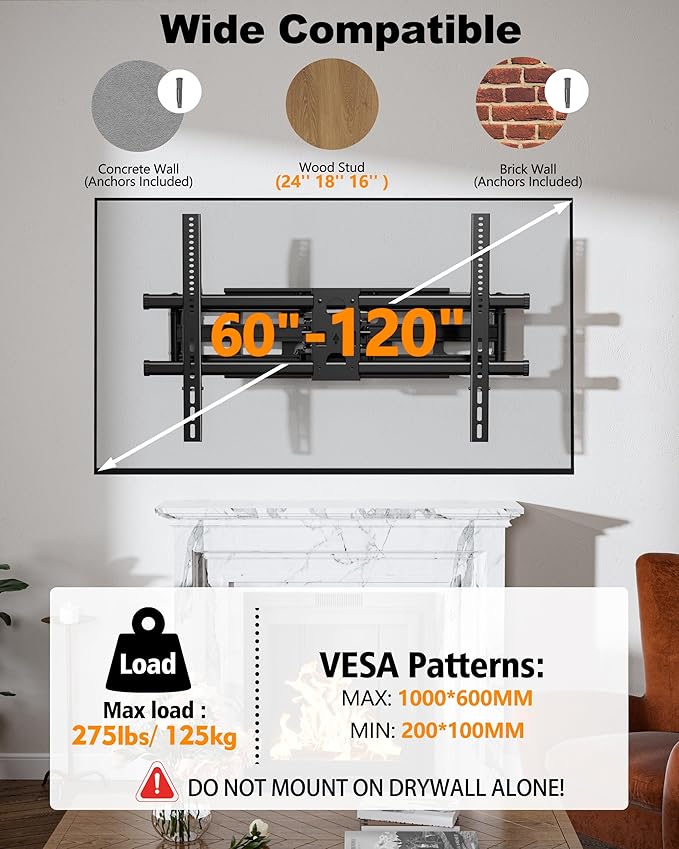 FORGING MOUNT Heavy Duty 60 to 120 inch XXXL Full Motion TV Wall Mount Max - Image 3