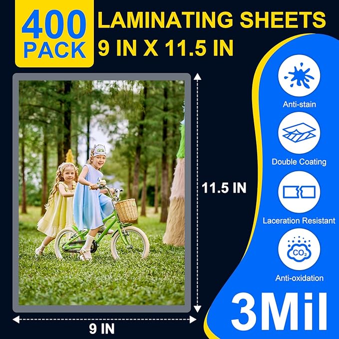 BURVAGY 400 Pack Laminating Sheets, 3 Mil, 9 x 11.5 Inches Thermal Laminating - Image 2