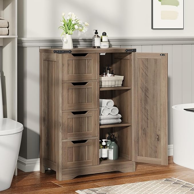 Vabches Farmhouse Bathroom Cabinet, Freestanding Storage Cabinet - Image 6