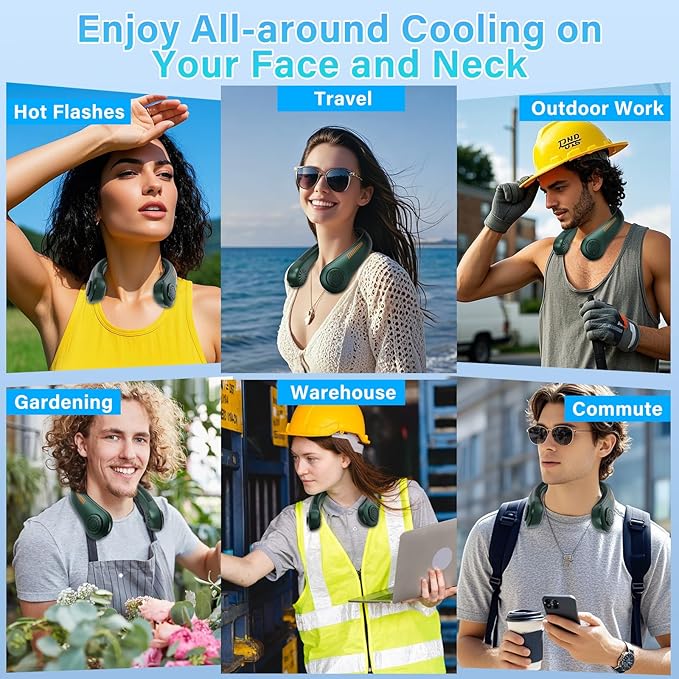 UZOPI Portable Neck Fan, Hands-Free, 5 Speeds, Gifts - Image 6