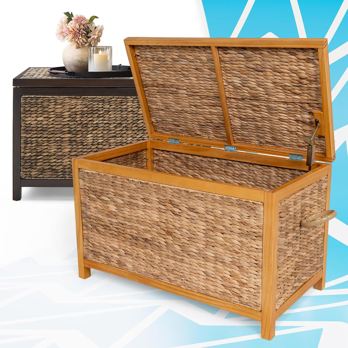 click365 wilson wicker storage trunk with lid, 30, main product view