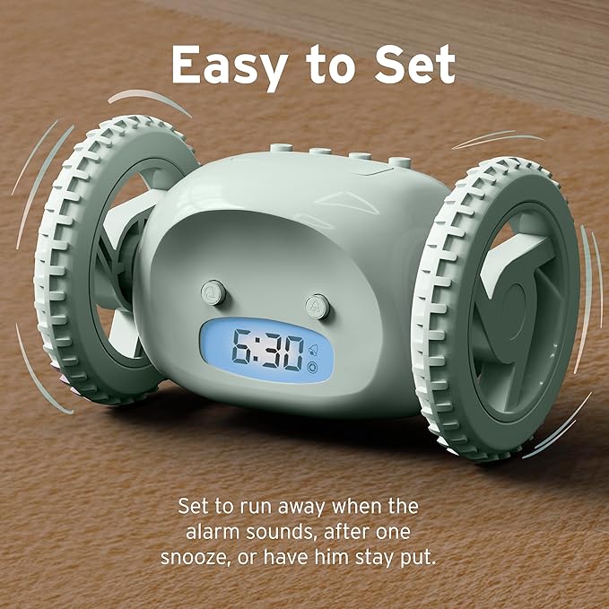 CLOCKY Extra Loud Alarm Clock for Heavy Sleepers on Wheels Rolls Runs Away - Image 4