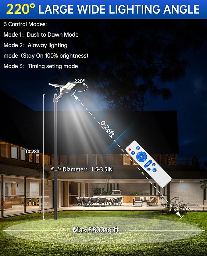 JAYNLT Y-6500W Solar Street Lights Outdoor, 650000LM 6500K High Powered - Image 4