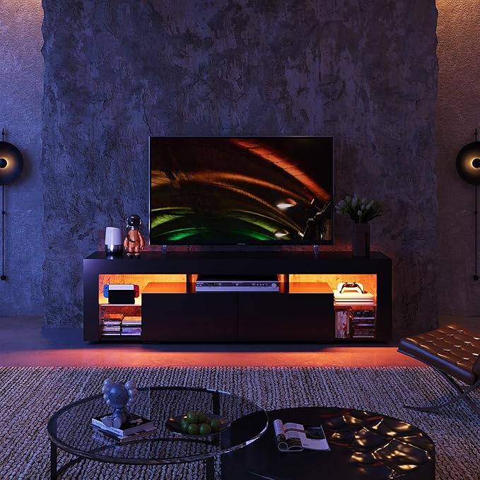 WLIVE 63 inch TV Stand for 50 55 60 65 70 75 Inch TVs, Modern Entertainment - Image 7