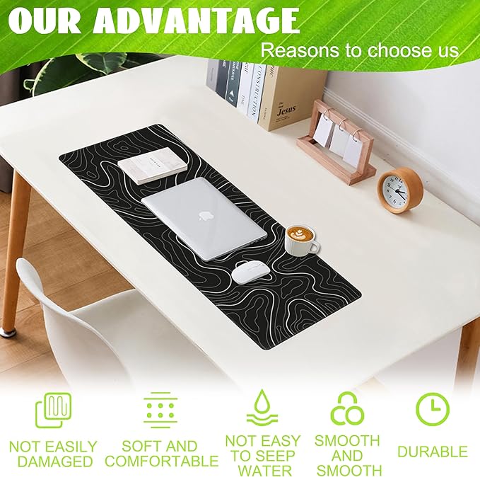 Eflxamz Desk Mat, Topographic Contour Large Gaming Mouse Pad - Image 4