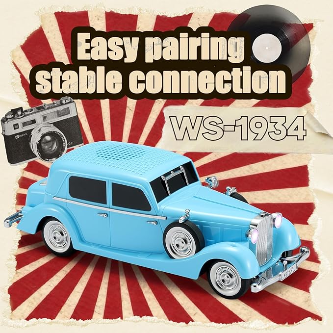 WSTER WS-1934 Retro Classic Car Bluetooth Replica Speaker – Wireless HD Sound - Image 5