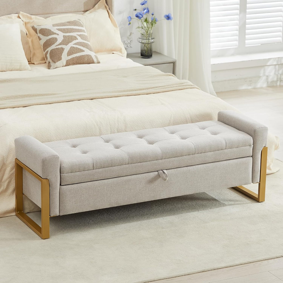 adochr 57" storage ottoman bench, upholstered end of, main product view