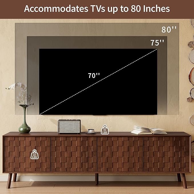 Virubi Mid-Century Modern TV Stand, Entertainment Center - Image 4