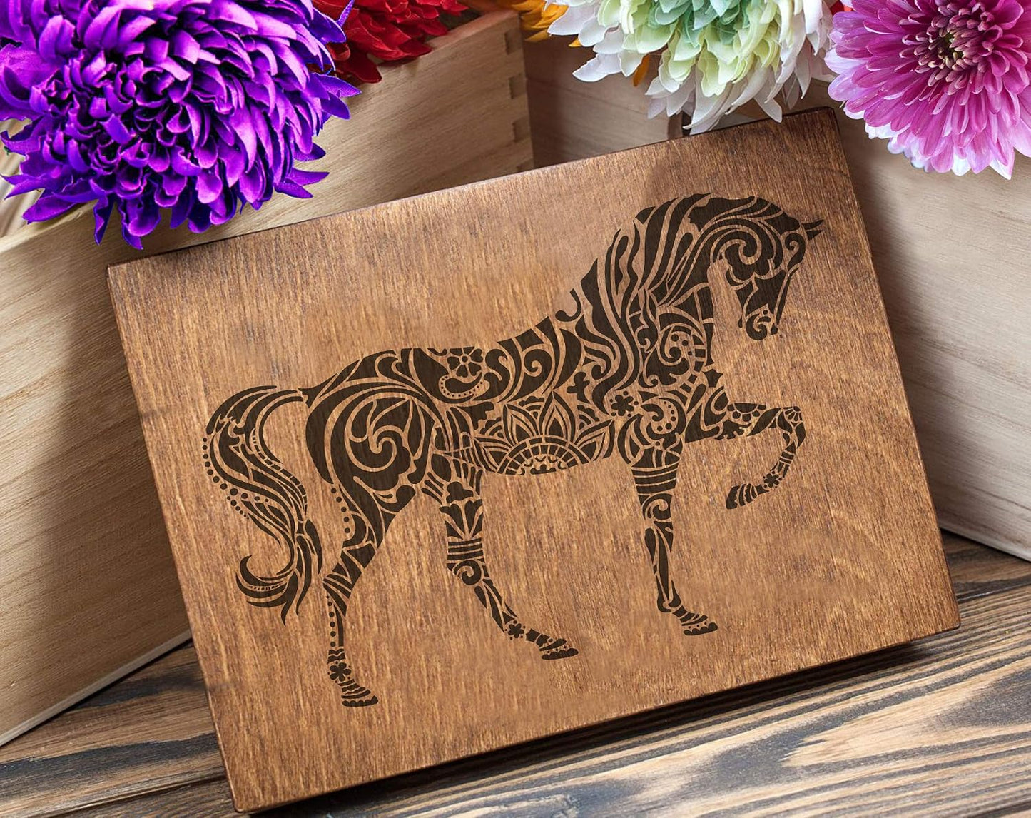GSS Designs Horse Wall Decor Stencil - Mandala Horse Stencil (12x16 Inch) Laser Cut Painting Stencil - Floor Wall Tile Fabric Wood Stencils -Reusable Template for Wall Decals Transfer(SL-022)