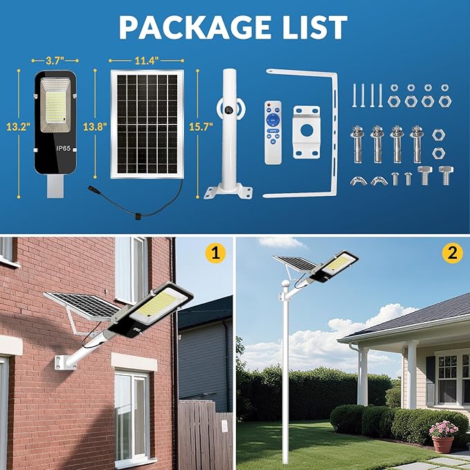 LYKENTOR Solar Lights Outdoor Waterproof IP65: 2 Pack 10000mAH Solar Street - Image 5