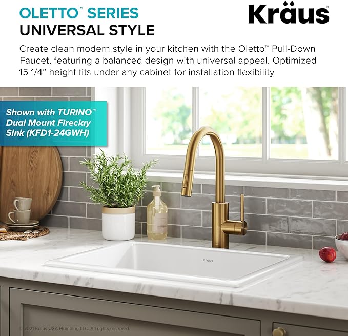 KRAUS Oletto Single Handle Pull Down Kitchen Faucet - Image 2