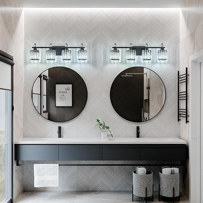 FDPBY Vanity Lights 4-Light Modern Crystal Vanity Light Sand Black Bathroom - Image 3