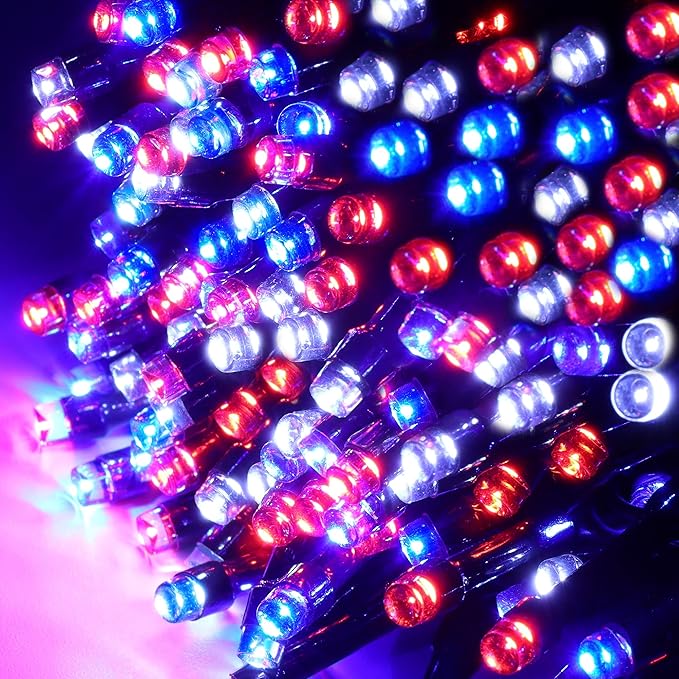 HOME LIGHTING 200 LED 66FT Fairy String Lights, July 4th Patriotic Light - Image 3