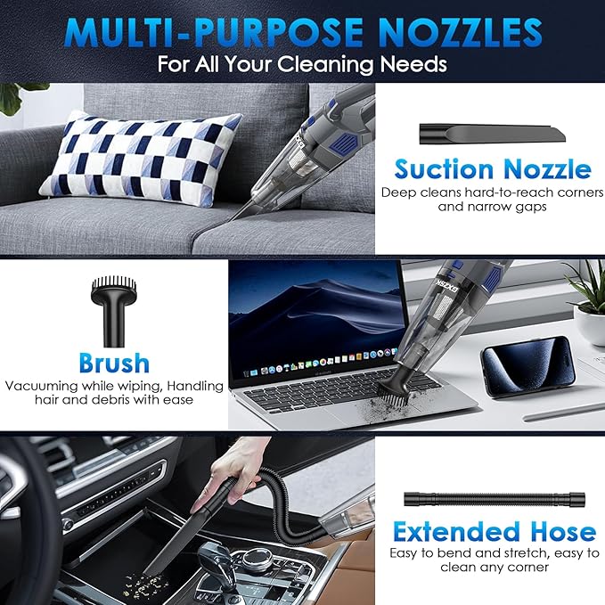 Gxzsk Handheld Vacuum Cordless, 15000PA Strong Suction Hand Held Car Vacuum - Image 3