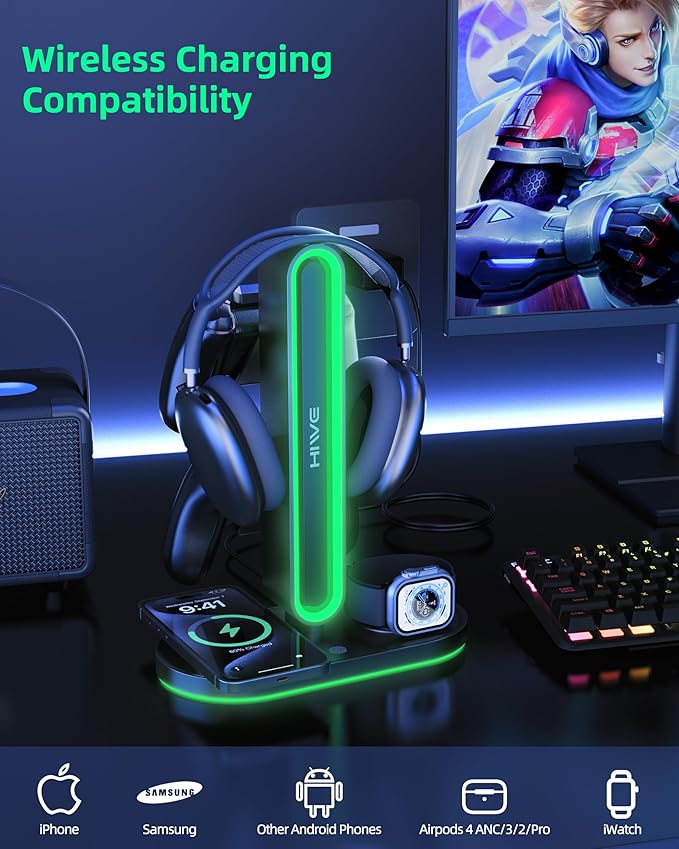 HiWe Universal RGB Gaming Headphone Stand - Image 5