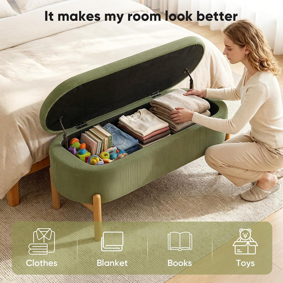 storage bench for bedroom end of bed with showing dimensions