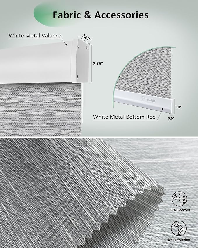 Yoolax Motorized Blinds App Control, Light Filtering Motorized Shades - Image 5